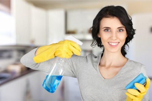 Professional cleaners removing debris from construction site